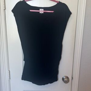 CAbi Elegant Black Short Sleeve ruched Tee